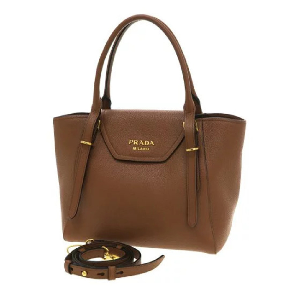 Prada Vitello Grain leather handbag Shoulder Bag Brown